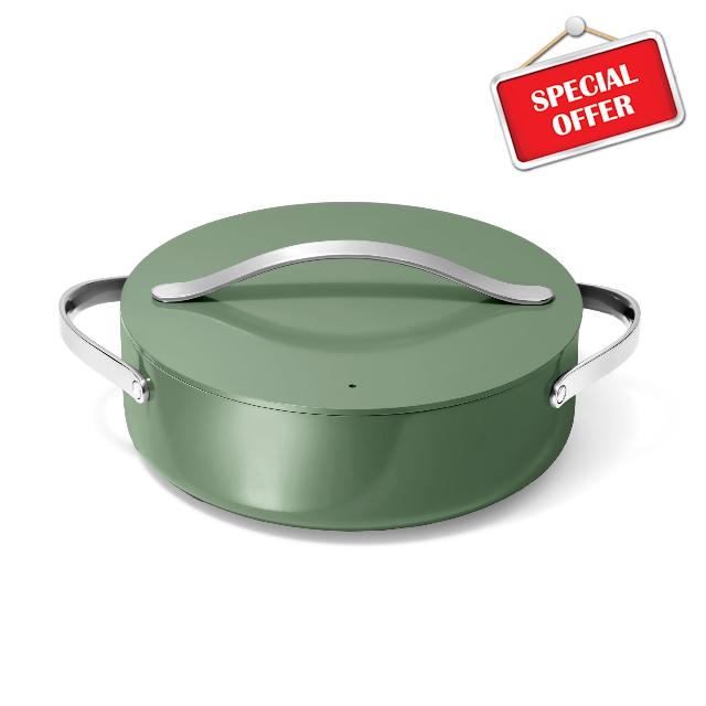 Caraway Rondeau - 6 Qt Non-Stick Pan with Lid - Free From Forever Chemicals - Perfect for Searing