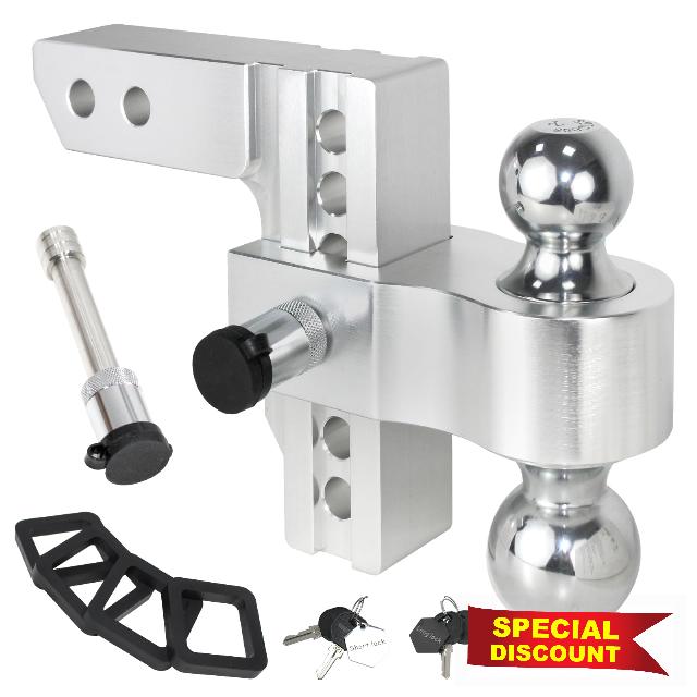 Adjustable Trailer Hitch (2" X 2 5/16" Trailer Hitch) 2 Ball Hitch with Dual Anti-Theft Pin Locksets Fits 2inch Receiver Only