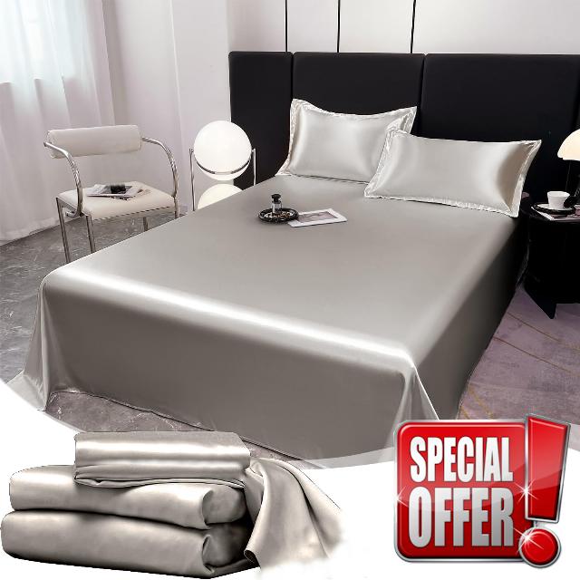 MORESEC Satin Sheets Large Size - 3 Piece Bed Sheet Set with Silky Microfiber