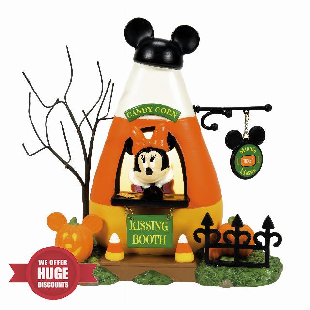 Department 56 Disney Village Halloween Minnie Mouse Candy Corn Kissing Booth Lit Building