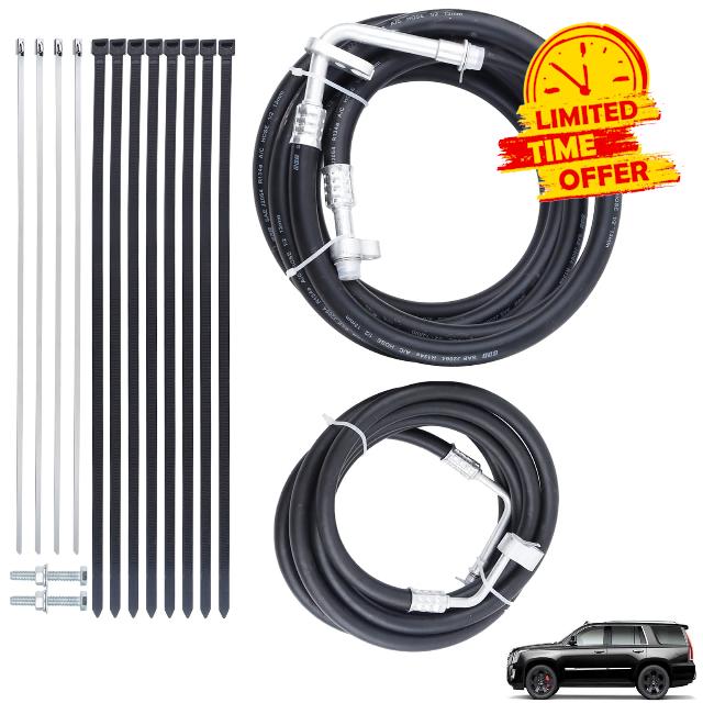 Rear AC Line Set YTE33439 Replacement Lines Air Conditioning Line for Chevy Tahoe GMC Yukon Cadillac Escalade 2007 2008 2009 2010 2011 2012 2013 2014 Rear Aux AC Hose Kit