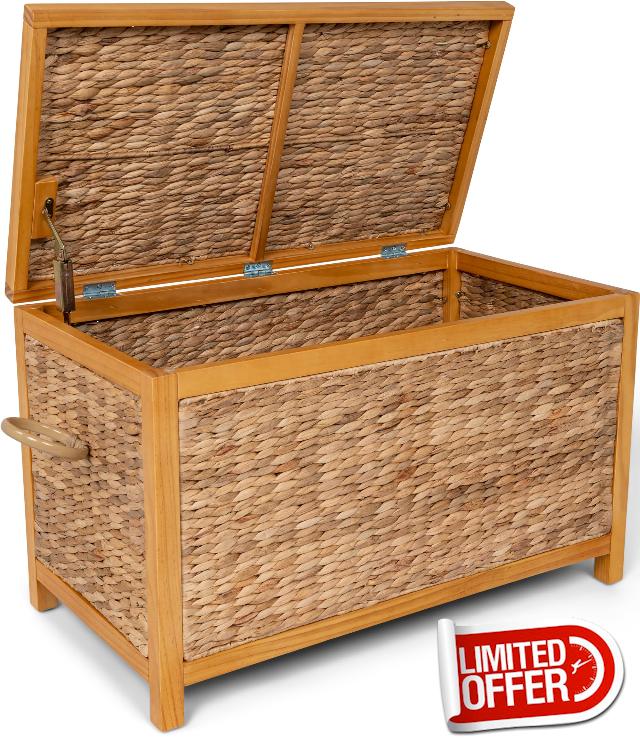 ClickDecor Wilson Farmhouse Wicker Storage Trunk