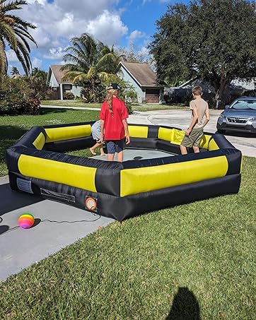 WARSUN Foam Ball Pit- Organe Ball Pit 10x10Ft with Built-in Fan Ball Pit Inflatable for for Kids ...