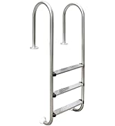 JENLER In-ground Pool Ladder 304 Stainless Steel Pool Ladder Secured with Screws Strong Load-Bear...