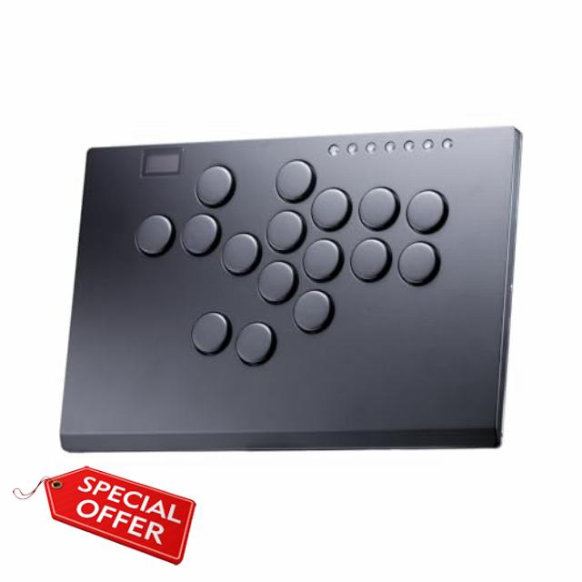SIXSIR Leverless Arcade Stick Gaming Controller M16+ Large & Slim Aluminum Alloy Template - 16 Key Crystal Low-profile Switches - Custom RGB Leverless Controller for PC/PS4/PS3/Switch