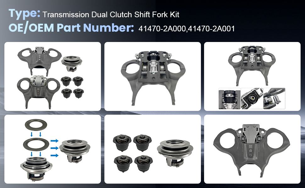 Transmission Dual Clutch Shift Fork Kit Compatible with Huyundai Veloster 2012-2017 1.6L