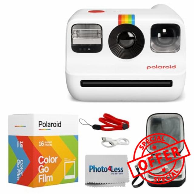 Polaroid Go Generation 2 Instant Film Mini Camera (White) Bundled with Polaroid GO Color Film Double Pack