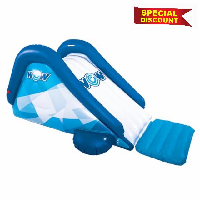 WOW Sports - Inflatable Party Pool Slide - Blow Up Waterslide for Kids & Adults - W/Water Sprinkler