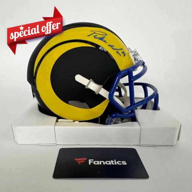 Autographed/Signed Puka Nacua Los Angeles Rams Mini Football Helmet Fanatics COA