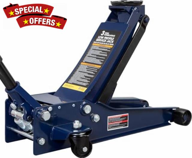 TCE ATZ830026XU-2 Ultra Low Profile Floor Jack: Heavy Duty Hydraulic Steel Service Jack with Dual Piston Quick Lift Pump and Detachable Handle