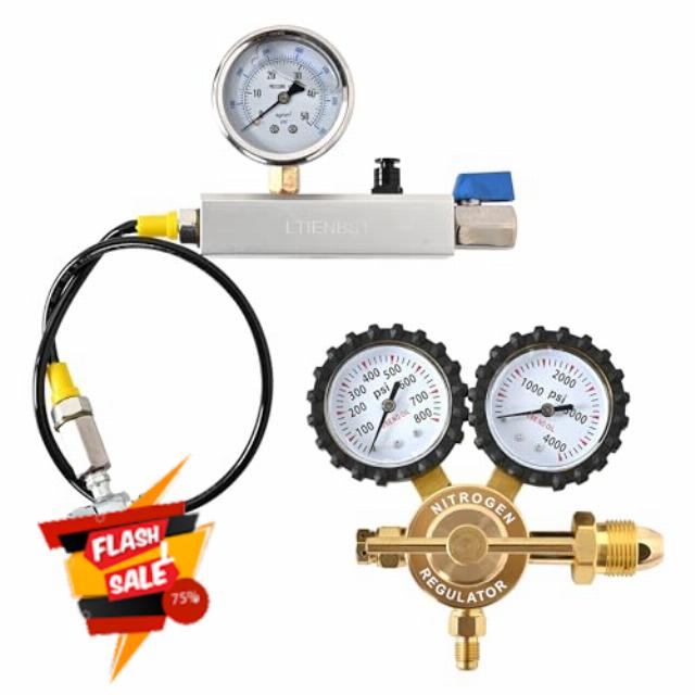 Nitrogen Shock Fill Kit with Schrader Valve 556 & 700Psi Nitrogen Gauge Nitrogen Regulator Shock Fill Tool Compatible with Off-road Bike