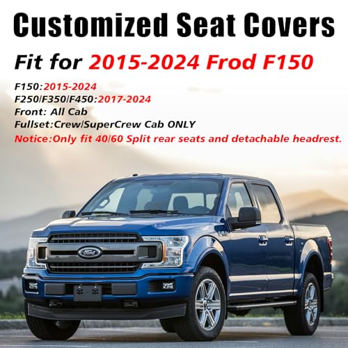 Gray Car Seat Covers F150 Accessories Truck Seat Covers for Ford F150 2015-2024 & 2017 2018 2019 2020 2021 2022 2023 2024 F250 F350 F450 Seat Covers All Cab