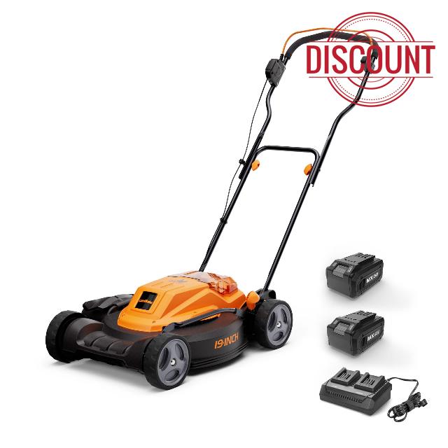 LawnMaster CLMF4819X 48V MAX* 19-inch Brushless Cordless Mower with 2X24V MAX* 4.0Ah Battery and a Dual Charger 6 Cutting Position