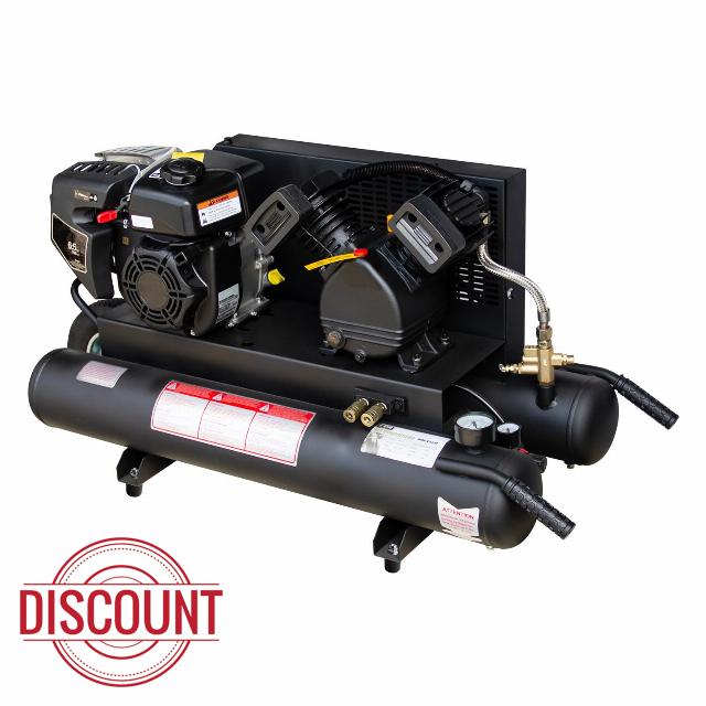 6.5HP Gas Powered Air Compressor 12CFM Portable Gasoline Driven Pistom Pump Air Compressed System with 125PSI Max. Pressure and 9 Gal Air Tank for Workshop