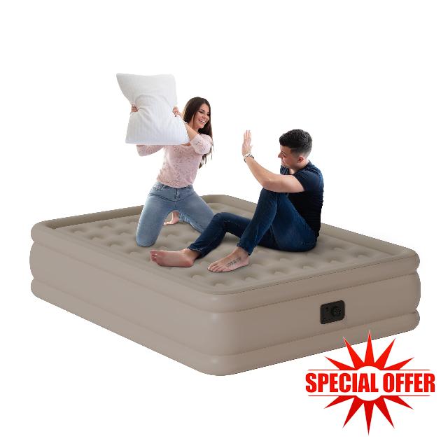 Air Mattress with Built in Electric Pump-Inflatable Mattress 18” Bed Size-Portable Storage Case for Home