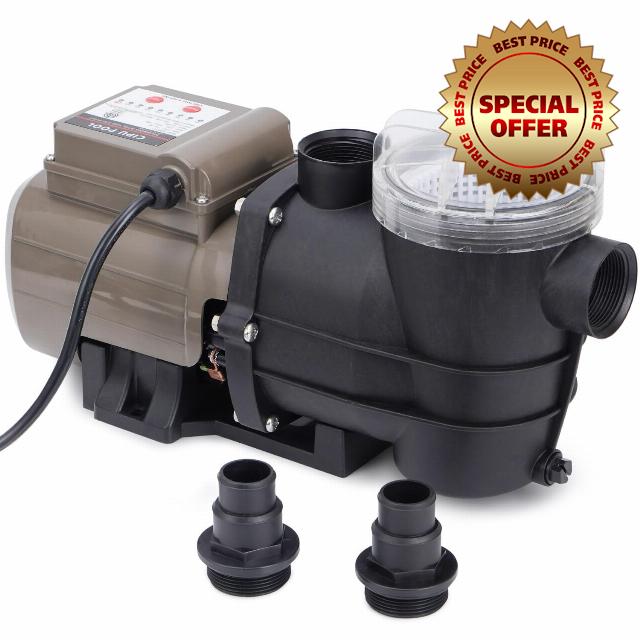 Pool Pump with Timer 2700GPH 115V Powerful Self Priming Above Ground Swimming Pool Pump with Filter Basket Low Noise for Pools Hot Tub Spa Water Circulation CSPP717
