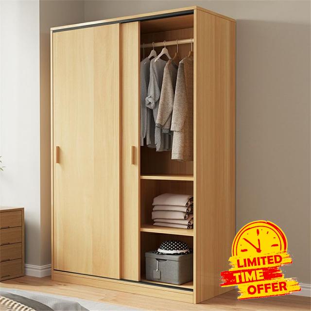 NIUYAO Solid Wood Family Wardrobe Closet Armoire Sliding Door Clothing Rod & Shelves Included Bedroom Dressing Room Storage Cabinet -Wood 39.5" L x 18" W x 71" H