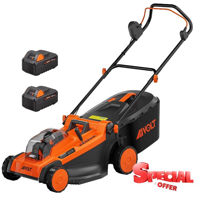 AIVOLT 48V Cordless Lawn Mower Battery Powered 17-inch Brushless Lawn Mowers Walk-Behind Push Grass Mower with 2x24V Max 4.0Ah Battery and Dual Charger