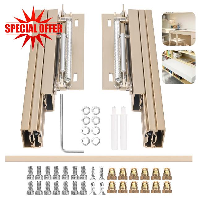 68 lbs Load Capacity Cabinet Drawer Conversion Extension Table Mechanism - Hidden Dining Table Extension Table Top - Push Lift Slide Hardware Kit - Add 14.6 Inches to a Dining Table or Desk
