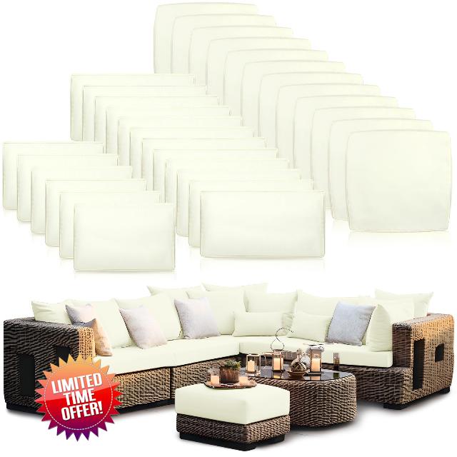 30 Piece Patio Cushion Cover Replacement Outdoor Patio Cushion Replacement Cover for Wicker Rattan Patio Furniture Slipcovers Set for Seat and Back Sectional Sofa Couch Covers with Zipper