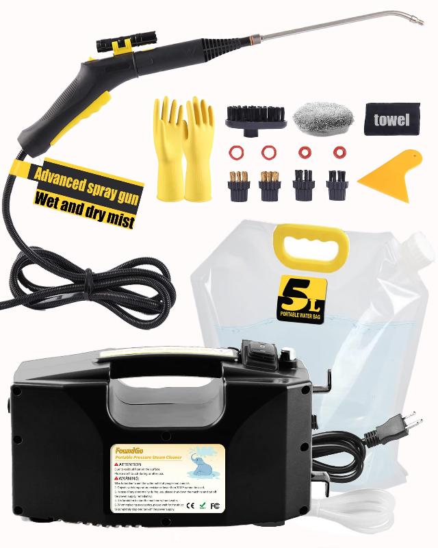 FoundGo 1700W Tankless Steam Cleaner with Trigger Control & 6 Brushes