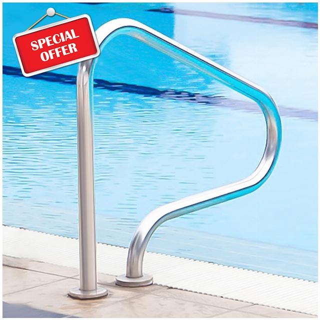 Stainless Steel Pool Handrail - 304 Stainless Steel Pool Rail | Triple- Bend Design | Expansion Screws Included | 330lbs Load Capacity | 31.5x31.5inch | 800x800MM | for In-ground Pools
