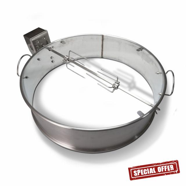 SnS Grills Slow ‘n Sear Rotisserie Kit - Stainless Steel Accessory for 22" Kettle Grills