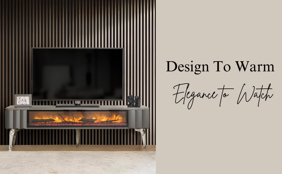 Fireplace TV Stand LED Entertainment Center for Living TV Console with Drawers