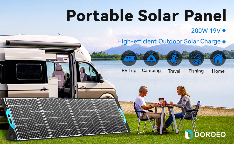 Portable Solar Panels, 200W foldable Solar Panel, Solar Panel for Camping