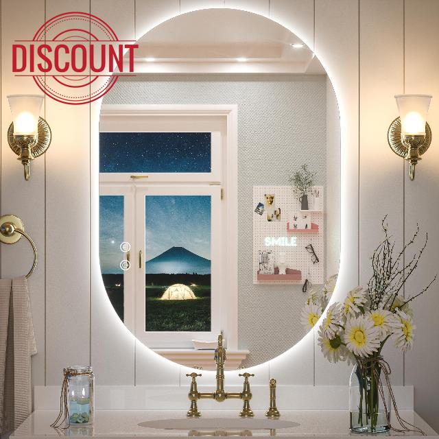 Keonjinn 24 x 36 Inch Oval LED Bathroom Mirror Backlit Mirror Bathroom Lighted Vanity Mirror with Lights Anti-Fog Dimmable Wall Mounted Makeup Mirror with Lights(Horizontal/Vertical)