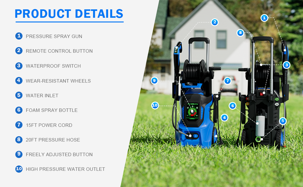 Electric Pressure Washer 4500 PSI Max 3.2 GPM Power Washer