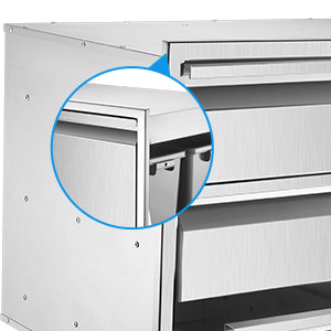 outdoor kitchen drawers combo stainless steel large bbq storage canbinets 3 drawers 2 trash cans