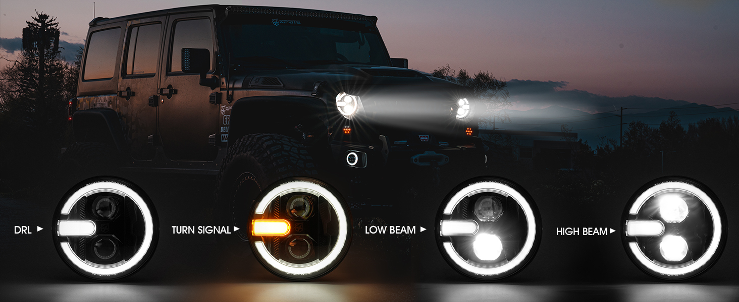 7 inch round led headlight
