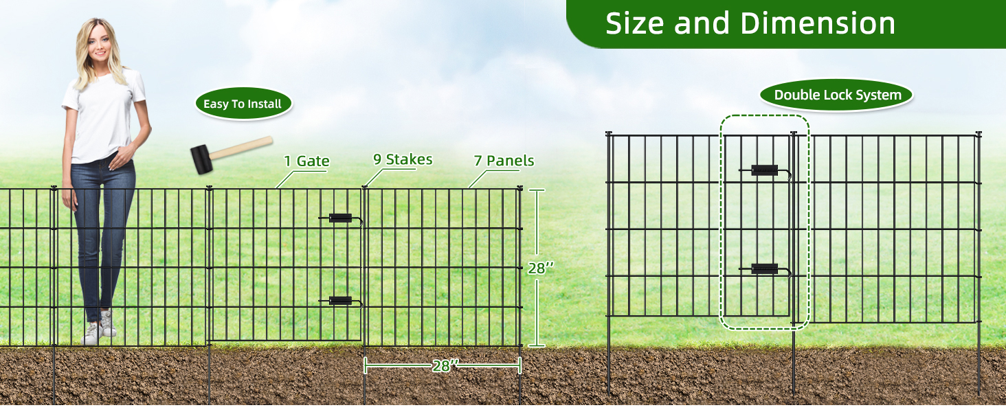 Flat Style Garden Fence 28×28×7panels+1gate-02