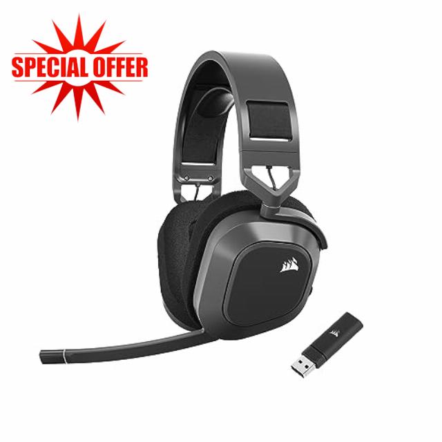 Corsair HS80 MAX Wireless Multiplatform Gaming Headset with Bluetooth – Dolby Atmos – Broadcast Quality Microphone – iCUE Compatible – PC