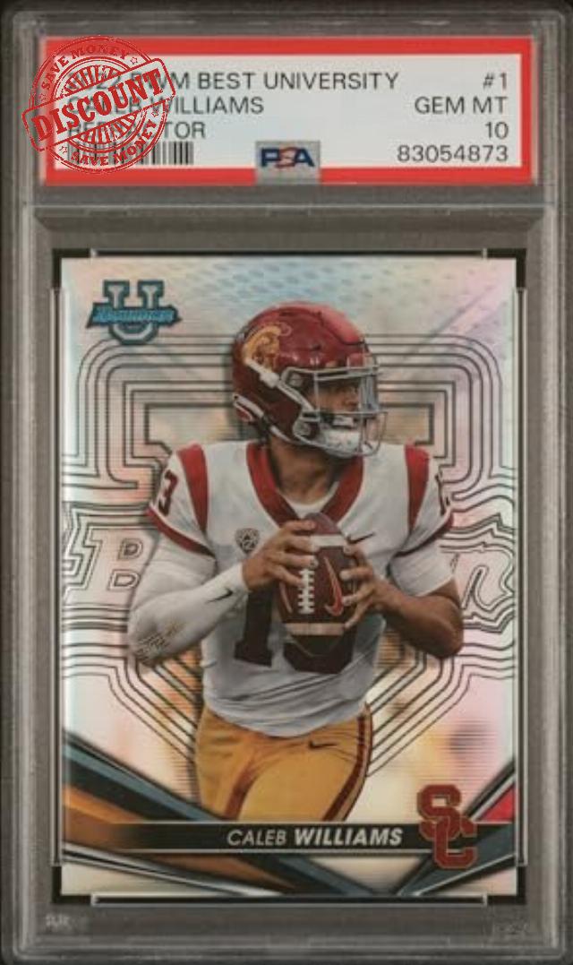 Graded 2022 Topps Bowmans Best University Caleb Williams #1 Refractor Rookie RC Football Card PSA 10 Gem Mint
