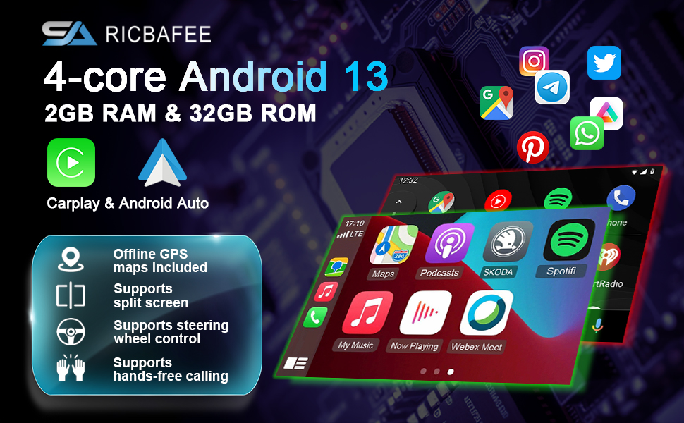 RICBAFEE car radio Support steering wheel control