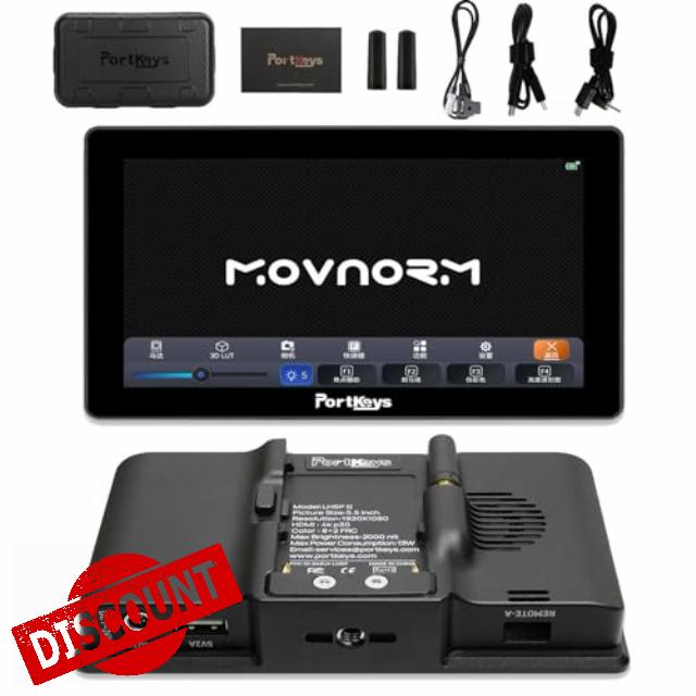 Portkeys LH5P II 2200nit Touchscreen Camera Field Monitor Wide Color Gamut New Peaking LUT Video Assist Luma RGB Waveform for DSLR (5.5 inch)