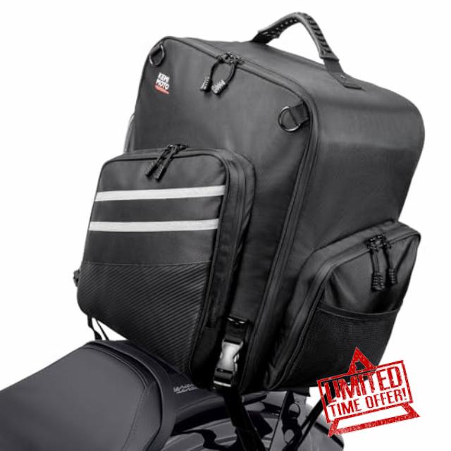 KEMIMOTO Motorcycle Sissy Bar Bag 40L Large Capacity Backpack Helmet Tail Bag with Waterproof Zipper Motorcycle Luggage Rack Bag Compatible with Touring Trike Adventure for Trip Camping Outdoor