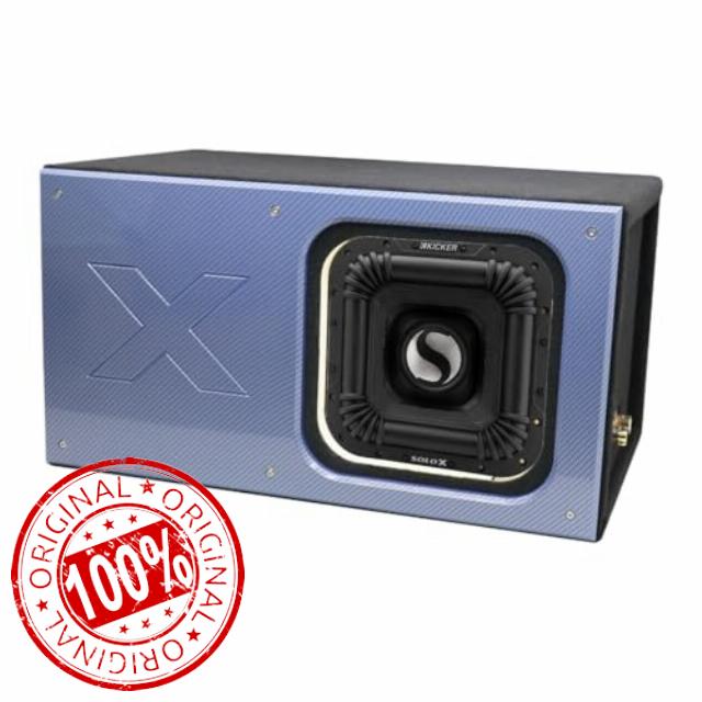 Atrend 12" Kicker Solo X Subwoofer Enclosure - USA Made Premium 1" MDF Construction - Custom Face Plate with Carbon Fiber Pattern - Bracings for Stability - Heavy Duty - BLUE