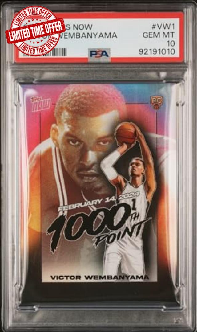 PSA 10 Victor Wembanyama 2023 Topps Now #VW1 1000th Point! Rookie Card San Antonio Spurs