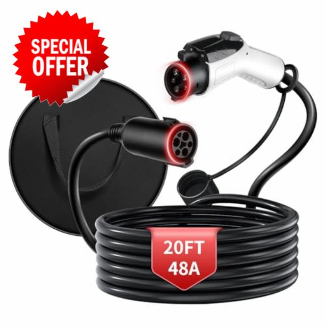 48A 20ft J1772 EV Extension Cable