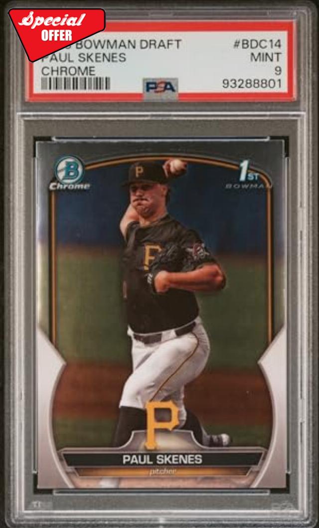 Graded 2023 Topps Bowman Draft Paul Skenes #BDC14 Chrome Rookie RC Baseball Card PSA 9 Mint