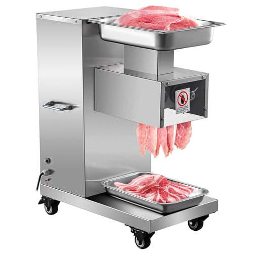750W Commercial Meat Slicer with 3mm Blade for Kitchen