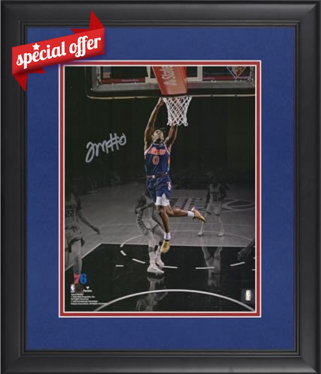 Tyrese Maxey Philadelphia 76ers Framed Autographed 11" x 14" Dunk Spotlight Photograph - Autographed NBA Photos