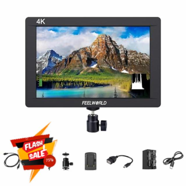 FEELWORLD FW703 7 Inch Video Camera Monitor with F750 4400 mAh Battery 3G SDI 4K HDMI DSLR On Camera Field Video Assist Peaking Focus IPS Full HD