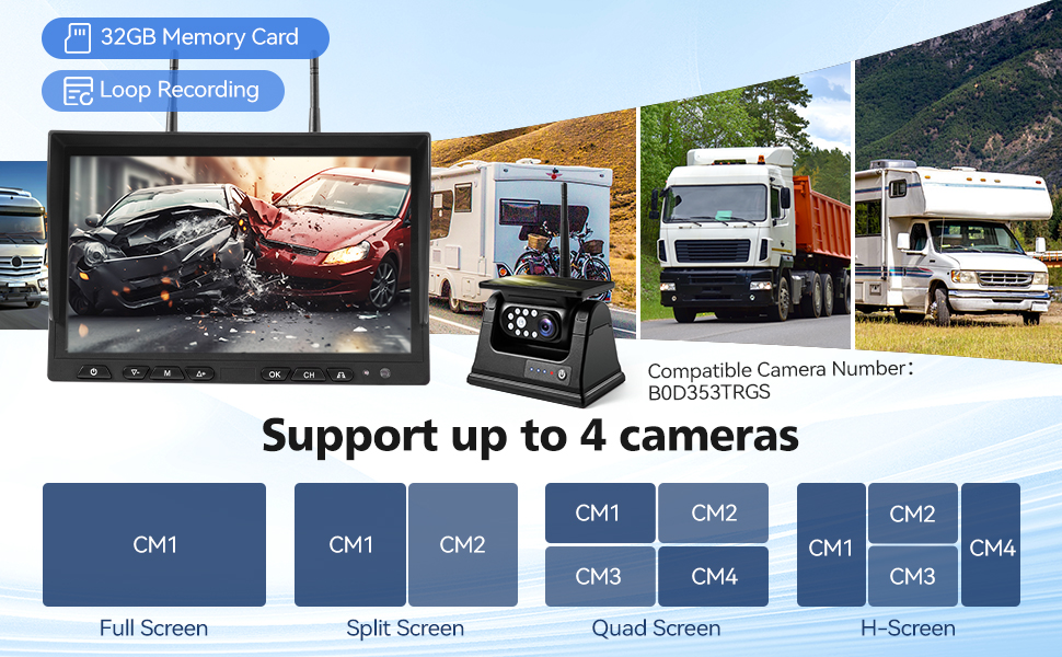 WOOCARTY 7 inch magnetic solar backup camera system
