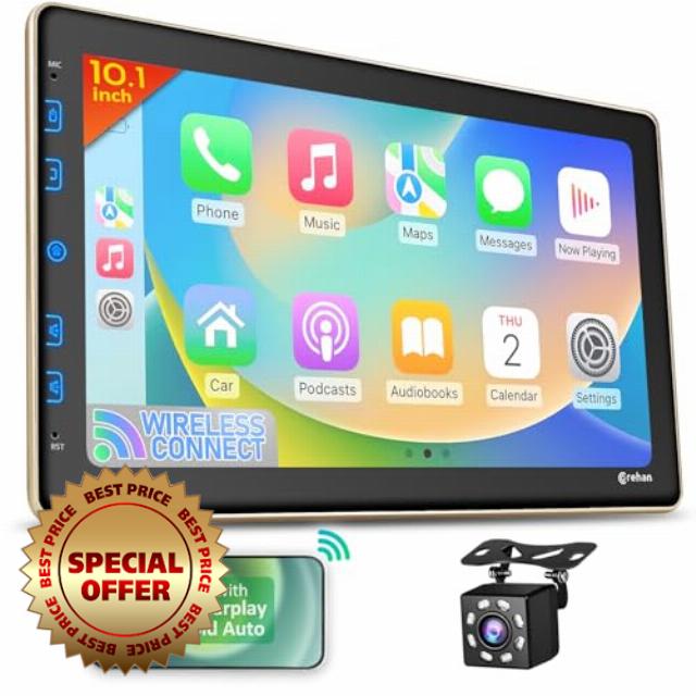 Double Din Car Stereo - 10" Touchscreen Car Stereo with Bluetooth