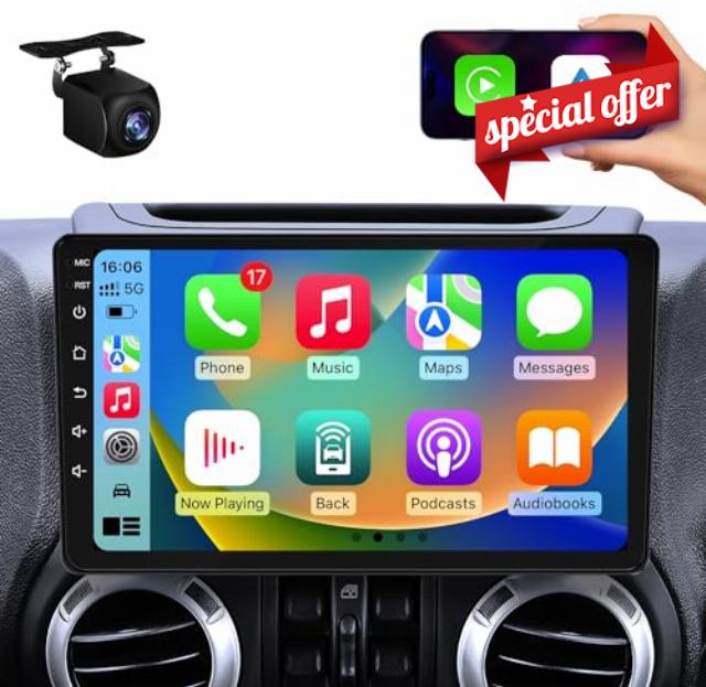 Car Radio Stereo for Jeep Wrangler JK Compass Grand Cherokee Dodge Ram :2G+64G 1280x800 Resolution 10 Inch Touch Screen 5G WIFI - Bluetooth Wireless CarPlay Android Auto