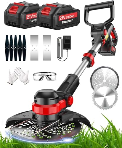 21V Cordless Weed Wacker Powered with 2Pcs 2.0Ah Batteries